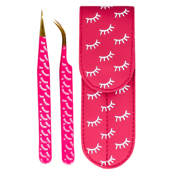 KIT PINZAS PESTANAS CON ESTUCHE RECTA Y CURVA 1