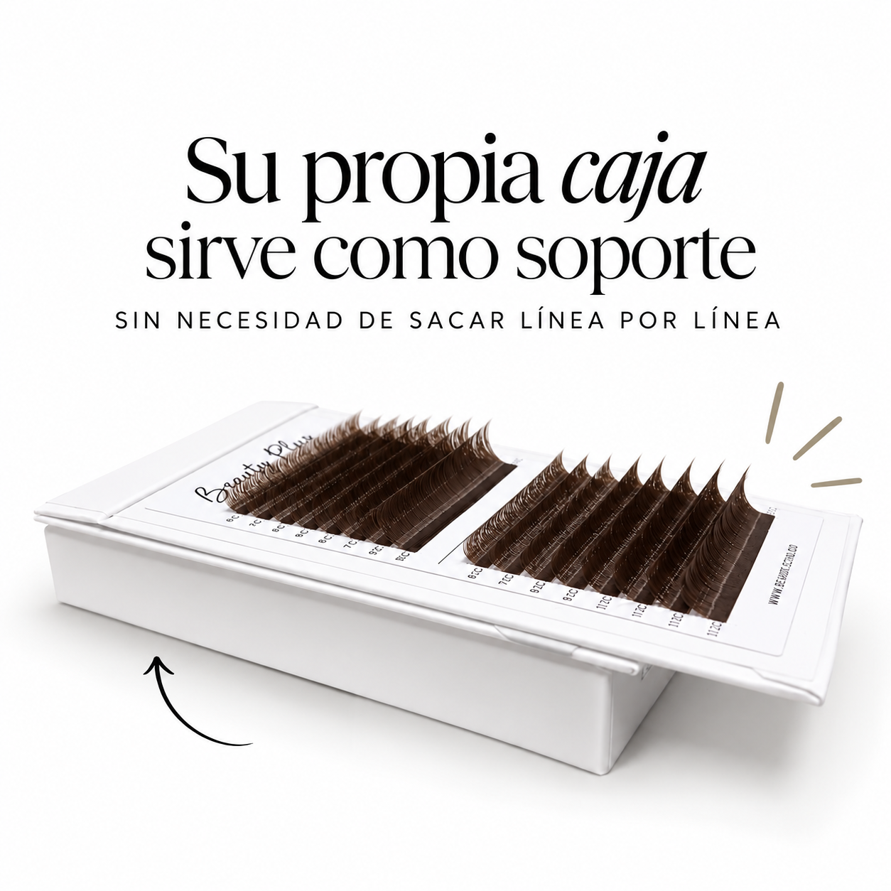 Caja de pestañas como soporte